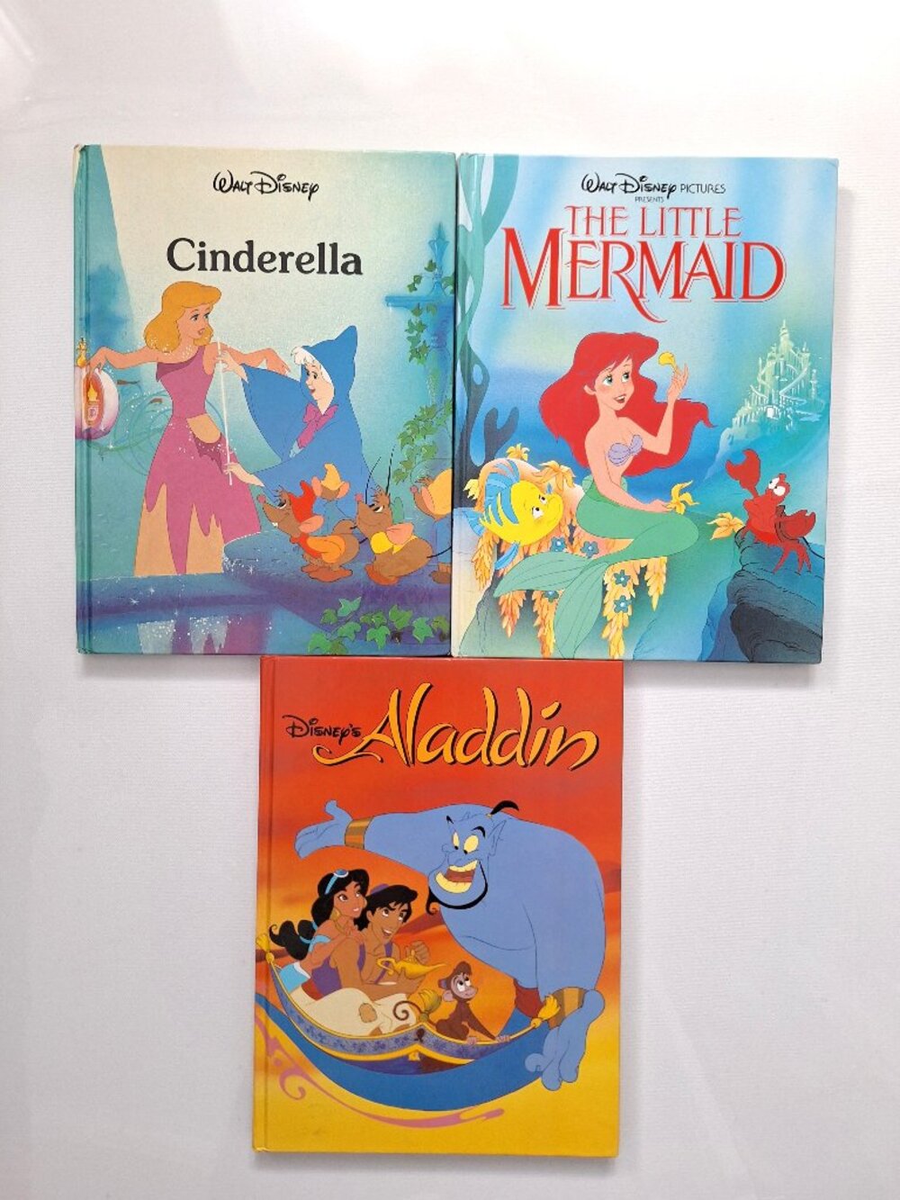 Disney Hard Cover Books Cinderella, The Little Mermaid, Aladdin